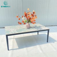 Série de meubles d'extérieur modernes et simples, vente chaude, luxe léger, table à thé de jardin en pierre frittée, table basse en aluminium pour hôtel