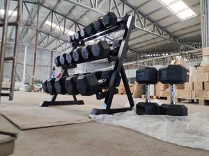 Großhandel Mode Hexagonale Gummi-Gegengewicht-Hanteln Günstiges Gusseisen-Hex-Hantelset Sechseckige Hanteln für das Körpertraining - Product Image 6