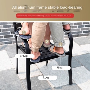 Bộ bàn ghế ngoài trời hiện đại bằng gỗ chắc chắn và hợp kim nhôm, chống thấm nước, bền, chống nắng, thích hợp cho sân vườn, hiên nhà. - Product Image 3