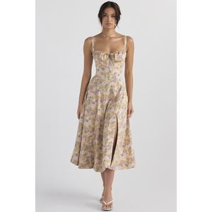 Imprimé floral <span class=keywords><strong>Robe</strong></span> blanche été élégant solide mince sans manches Slip femme côté fendu taille dame a-ligne <span class=keywords><strong>Robe</strong></span> Sexy femmes robes - Product Image 2