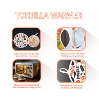Chauffe-tortillas mexicain authentique en coton 10'' et 12'' isolé, compatible micro-ondes, pour usage alimentaire, avec pochette isotherme personnalisable