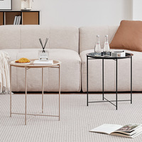 Petite table d'appoint, table basse ronde multifonctionnelle en métal pour la maison, support à thé sur pied, table de chevet