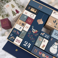 Calendrier de l'avent de Noël artisanal en carton recyclable, emballage cadeau personnalisé, 24 jours