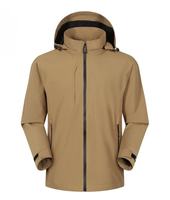 Veste unisexe d'extérieur à coque rigide 100 % polyester enduit, coupe-vent, imperméable, respirante, avec fermeture éclair et cordon de serrage, vente en gros