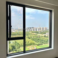 Ventana Abatible de Aluminio con Rotura de Puente Térmico Personalizada, Ventanas Exteriores de Alta Seguridad, Anticorrosión, Resistentes a Huracanes, para Cocina y Villa