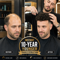 Prothèse capillaire homme bouclée afro en cheveux naturels, système de remplacement capillaire en dentelle française avec contour en PU, postiche noir naturel pour hommes