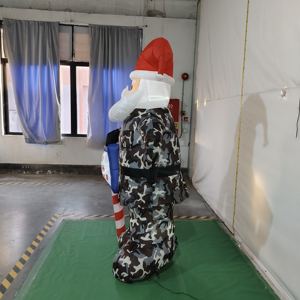 6ft Blow up Santa con Banner Iluminado Navidad Inflable Decoración Camuflaje Santa Claus Iluminado Militar Santa Claus para Césped - Product Image 3