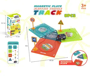 CPS 몬테소리 장난감 게임 논리 도로 빌더 8pcs STEM 마그네틱 미로 퍼즐 도로 건설 게임 어린이 학습을위한 자기 장난감