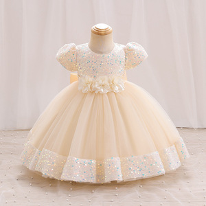 Vestido de Lentejuelas para Niña IStapromo, Regalo para Año Nuevo, Navidad, Fiesta de Princesa, Vestido con Lazo de Flores para Bebé, Fiesta de Cumpleaños Infantil - Product Image 4