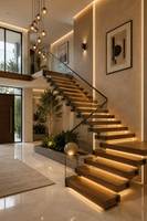 Support de balustrade en bois PRIMA, très vendu, durable, pour escalier flottant intérieur, design contemporain