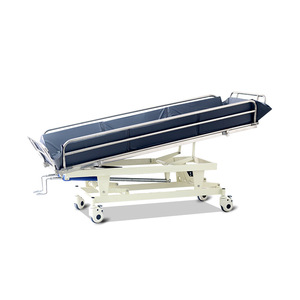 Manual Nursing <b>Bed</b> For Elderly And <b>Disabled</b> With Adjustable Height And Wheels For Bathroom Use Peacock Blue - Product Image 1
