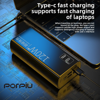 Chargeur de banque d'alimentation portable PORPIU avec logo personnalisé 30000mah Power Bank ABS Power Station avec interface USB LED et fonction d'affichage