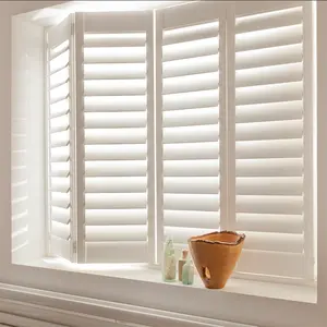 Factory OEM and ODM Customized Size and Colors Timber Wood Plantation Shutters Wooden Window Shutters Real Wood Shutters