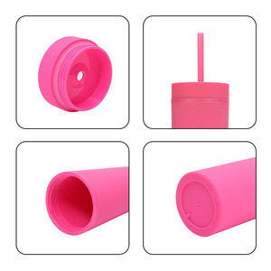 Shang Kou Ai Frosted 16oz Straw <b>Cup</b> Double-Walled <b>Plastic</b> Bpa Free For Students Back To School - Product Image 4