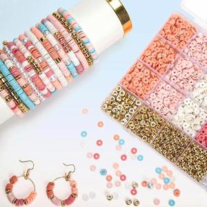 Kit de Fabricación de Joyas con Cuentas Heishi de Vinilo de 6 mm y Perlas Espaciadoras Metálicas para Hacer Pulseras y Collares - Product Image 2
