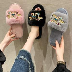 Nouvelles pantoufles en TPR pour hommes, pantoufles chaudes, pantoufles en peluche, pantoufles d'extérieur, prix de gros - Product Image 1