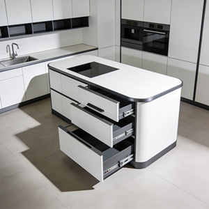 Meubles <span class=keywords><strong>de</strong></span> cuisine minimalistes sans poignées <span class=keywords><strong>avec</strong></span> finition ultra brillante, évier et <span class=keywords><strong>plaque</strong></span> <span class=keywords><strong>de</strong></span> <span class=keywords><strong>cuisson</strong></span> intégrés - Product Image 6