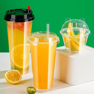 Vasos desechables para té con leche de 90 mm de diámetro con tapas con clip para bebidas frías, uso en picnics, material PP, forma cilíndrica - Product Image 1