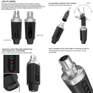 Sistema de Micrófono Inalámbrico UHF de 2.4G, Transmisor y Receptor, Conexión XLR, Frecuencia Ajustable, Cancelación de Ruido, Micrófono Metálico - Product Image 6