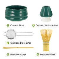 Kit de Cérémonie de Thé Matcha : Fouet, Bol Style Japonais, Cuillère et Brosse en Bambou
