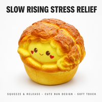 Jouet Squishy Smiley Pineapple Bun à Remontée Lente, Motif Crustes Craquelées, Anti-Stress, Cadeau de Bureau