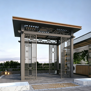 Pavillon en bois Zen Courtyard, Gazebo antique à tuiles courbées pour sites touristiques, parcs de loisirs et villas rurales - Product Image 4