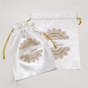 Bolsa grande de satén con cordón con logotipo personalizado para mechones de pelo, peluca de pestañas, embalaje de regalo de joyería, cordón de seda satinada, embalaje textil - Product Image 5