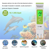 Moniteur numérique de qualité de l'eau C-100 5 en 1 TDS/EC/SALT/S.G./Temp Testeur pour piscines, eau potable, aquariums