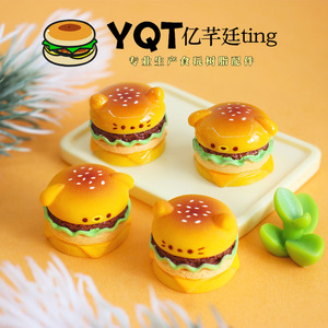 ชาร์มเรซิ่นรูปอาหารจิ๋ว น่ารัก ลายแมว KT ลูกสุนัข เบอร์เกอร์ สำหรับตกแต่งเคสมือถือ DIY ของตกแต่งตู้เย็น ของประดับตกแต่งโต๊ะทำงาน - Product Image 3