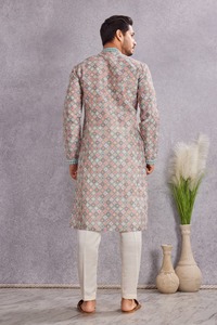 Kurta en coton traditionnel indo-occidental, coupe classique, vêtement décontracté, style Inde-Pakistan pour hommes, pour fêtes et mariages - Product Image 4