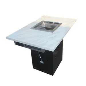 Hot Koop Koreaanse Bbq Tafel Grill Hout Bbq Tafel Elektromagnetische Hot Pot Tafel Voor Restaurant