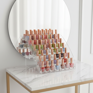 Expositor e Caixa de Armazenamento de Esmaltes de Plástico Transparente Multicamadas, Triangular, de Chão e Não Dobrável para Sala de Estar - Product Image 1