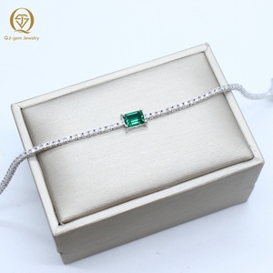 Bracelet tennis en or 10 carats avec diamants de laboratoire, 7 pouces, 1,5 mm, chaînes tennis en or blanc 10 carats avec émeraudes de Zambie - Product Image 2