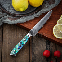 KEENHOPE Professionele Damascus Staal Koksmessen Japanse 67-Lagen VG10 Kern 5 Inch Utility Mes met Paua Schelp Handvat
