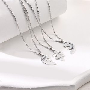 Wholesale Stainless Steel Friend Jewelry Custom Heart Shape <strong>Bff</strong> <strong>3</strong> Bestfriends Necklace Friendship - Product Image 2