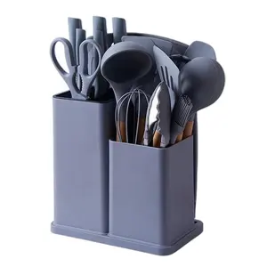 TOALLWIN mutfak gereçleri araçlar silikon pişirme kapları mutfak bıçağı seti toptan 19 adet silikon mutfak eşyaları bıçak seti