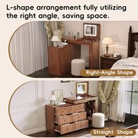 Coiffeuse moderne en bois avec miroir sur pied rabattable, 7 tiroirs et 3 étagères de rangement, blanc, pour appartement et chambre à coucher