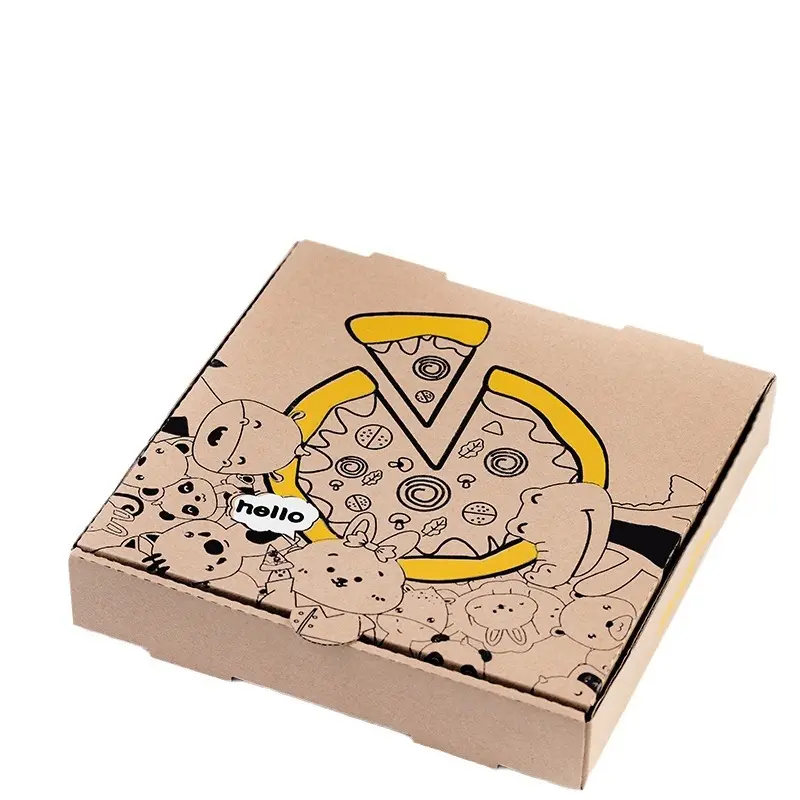 Desenho de embalagem de pizza de abrasão de alta qualidade, mais vendido, com longa vida útil, caixas de papel para embalagens de alimentos com logotipo
