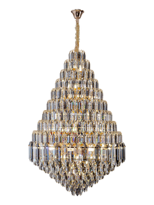 ポストモダンミニマリスト二世帯住宅リビングルーム大型シャンデリアライト高級北欧リビングルームクリスタルランプ中空ロフト - Product Image 5