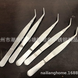Suministro directo de fábrica de pinzas de acero inoxidable con puntas curvas y rectas, y puntas dentadas para disección de laboratorio. - Product Image 4