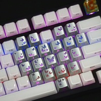 21 Keys Silver Butterfly Heart PBT Keycap Set Side Printed OEM Profile Dye Sublimation Keycaps Compatible with Wooting Keyboard