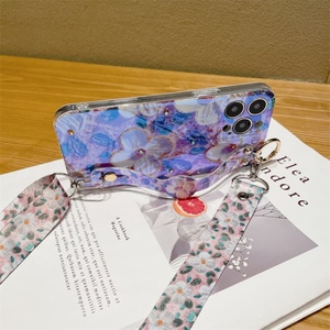 Per <span class=keywords><strong>iphone</strong></span> <span class=keywords><strong>14</strong></span> <span class=keywords><strong>Pro</strong></span> Max cassa del telefono viola camelia modello cinturino da polso cavalletto per <span class=keywords><strong>iPhone</strong></span> 12 13 <span class=keywords><strong>14</strong></span> 15 16pro con tracolla - Product Image 3