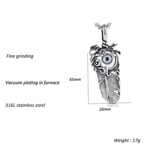 Collier avec pendentif en forme de plume, argent tibétain, bijoux unisexes, cadeau, style rétro à la mode - Product Image 2