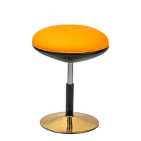 Tabouret de comptoir moderne bicolore en PU rembourré, pivotant, avec rangement, réglable en hauteur, base à disque doré, pour la maison, le pub ou le salon