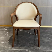 Chaise de salle à manger en bois massif au design moderne, mobilier pour la maison et l'hôtel, avec revêtement en cuir pour hôtel et villa