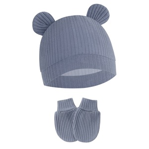 MIO 신생아 모자 장갑 신발 세트 단색 2종/3종 세트 아기 유아용 모자 벙어리장갑 및 양말 봄 가을용 - Product Image 5