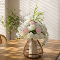 Boule de fleurs artificielles mixtes douces faites à la main de haute qualité en gros, bleues, pour décorations de mariage, de fête des Mères et de Noël