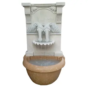 Factory Supplier Indoor Decoration Marble Water Fountain With Horse Head Statue Wall Fountain For Sale