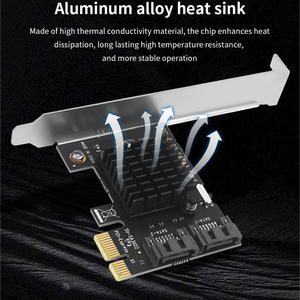 TISHRIC Sıcak Fırsat PCIe 1X - 2 Portlu SATA Genişletme Kartı, Önyükleme Fonksiyonlu Anahtarlı - Product Image 6