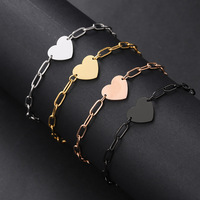 Nouveau Bracelet Cœur en Acier Inoxydable Plaqué Or Anti-ternissement pour Femme, Vente en Gros Usine Dropshipping